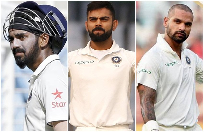 केएल राहुल, इंडियन क्रिकेट टीम के कप्तान विराट कोहली और शिखर धवन