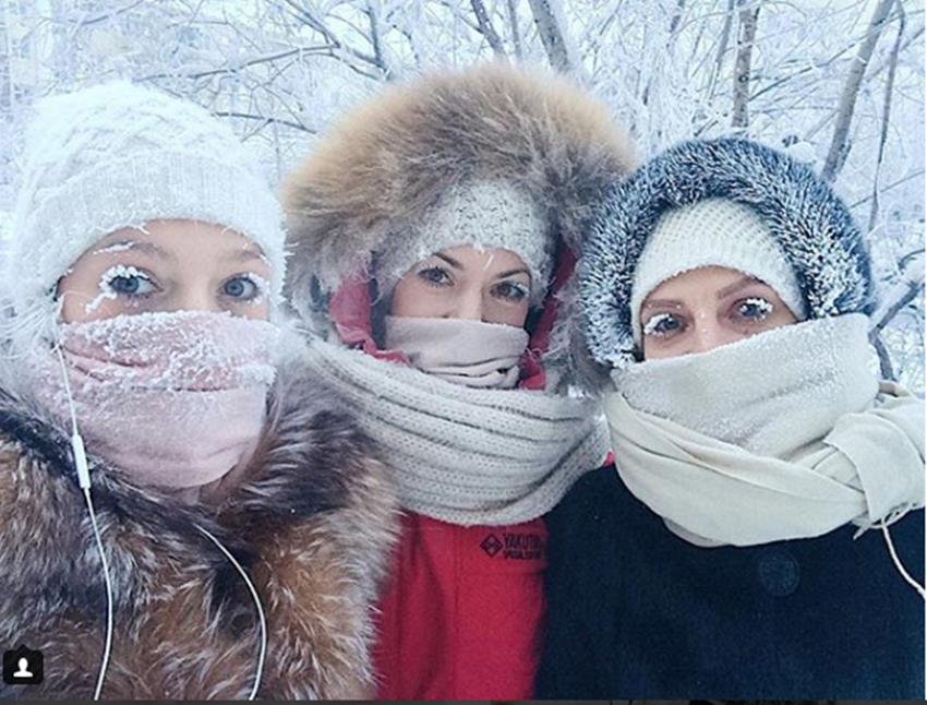 freezing siberian village, -60 degree in siberia, freezing eyelashes of people, freezing people, coldest city in the world,