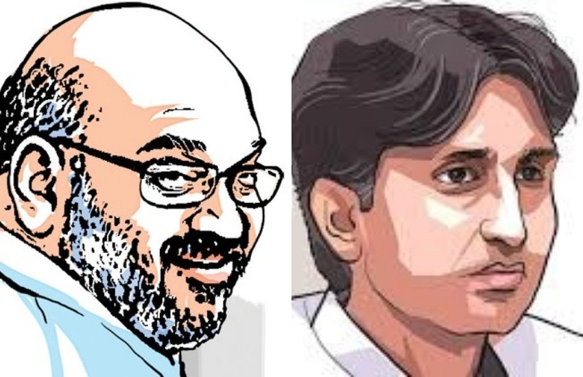 आप नेता कुमार विश्वास और बीजेपी अध्यक्ष अमित शाह।