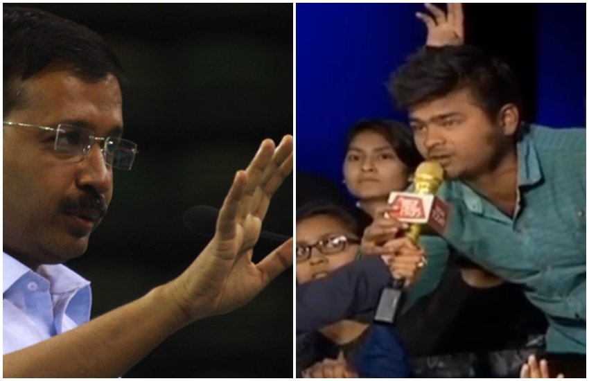 अरविंद केजरीवाल की फाइल फोटो और डिबेट के वीडियो से लिया गया स्क्रीनशॉट।