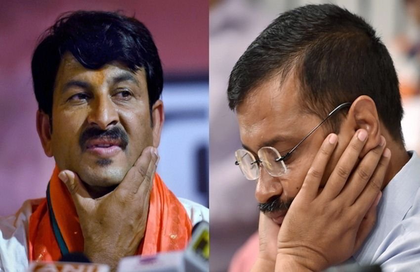 मनोज तिवारी और अरविंद केजरीवाल।