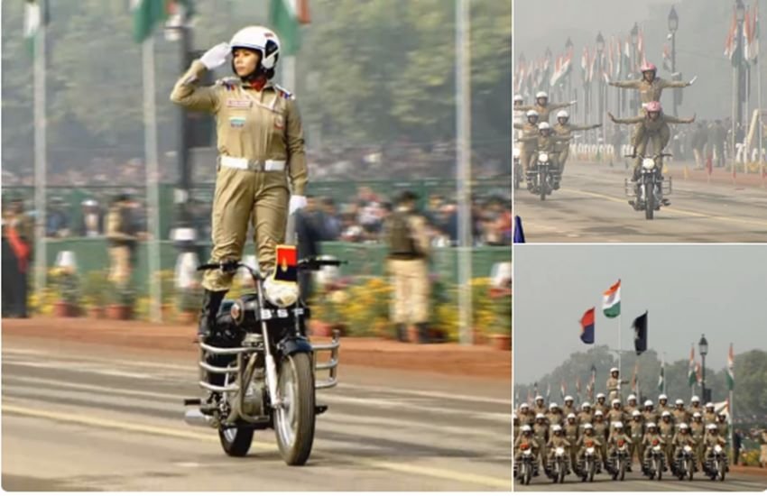 सीमा भवानी’ ने 350 सीसी की 26 रायल एनफील्ड मोटरसाइकिलों पर सवार होकर एरोबेटिक्स व अन्य कलाबाजी में अपना कौशल दिखाया। चलती मोटरसाइकिल पर सधे संतुलन की नायाब प्रस्तुति ने तालियों की गड़गड़ाहट को थमने नहीं दिया।