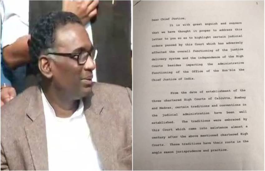 जस्टिस चेलामेश्वर प्रेस कॉन्फ्रेंस के दौरान। फोटो-एएनआई।