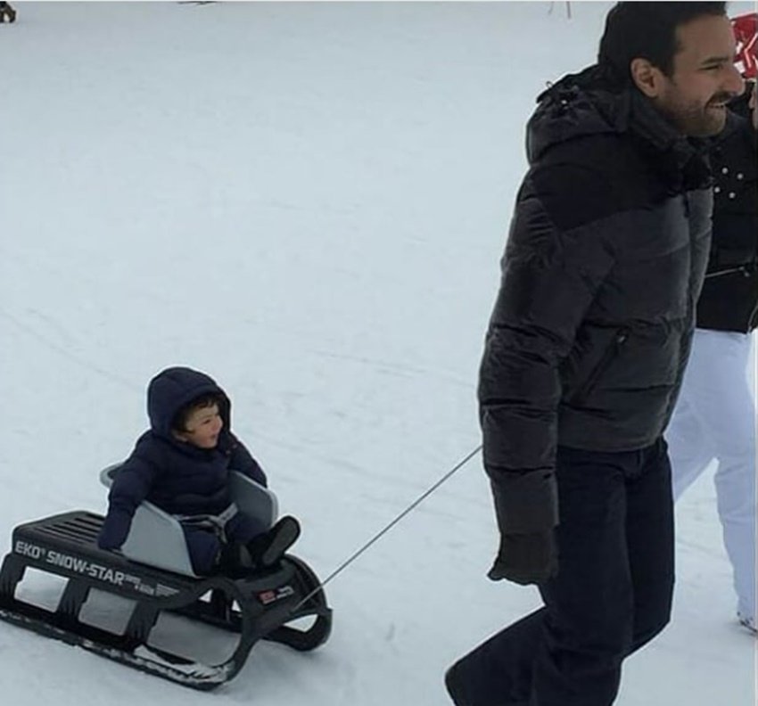 taimur ali khan, Kareena Kapoor Khan, kareena saif, Taimur Ali Khan, Saif Ali Khan, Saif kareena, Taimur Ali Khan photos, Taimur saif kareena new year, Taimur Ali Khan new photos, Taimur new year, saif kareena photos, kareena photos, saif kareena new year, taimur snowfall, taimur ali khan photo, entertainment, jansatta