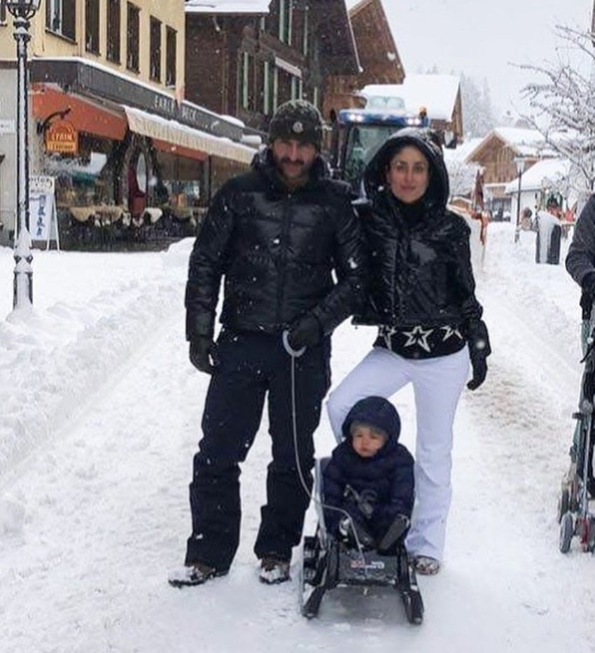 taimur ali khan, Kareena Kapoor Khan, kareena saif, Taimur Ali Khan, Saif Ali Khan, Saif kareena, Taimur Ali Khan photos, Taimur saif kareena new year, Taimur Ali Khan new photos, Taimur new year, saif kareena photos, kareena photos, saif kareena new year, taimur snowfall, taimur ali khan photo, entertainment, jansatta