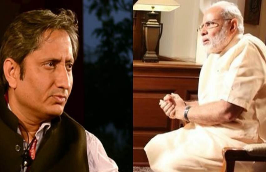 रवीश कुमार और प्रधानमंत्री नरेंद्र मोदी।