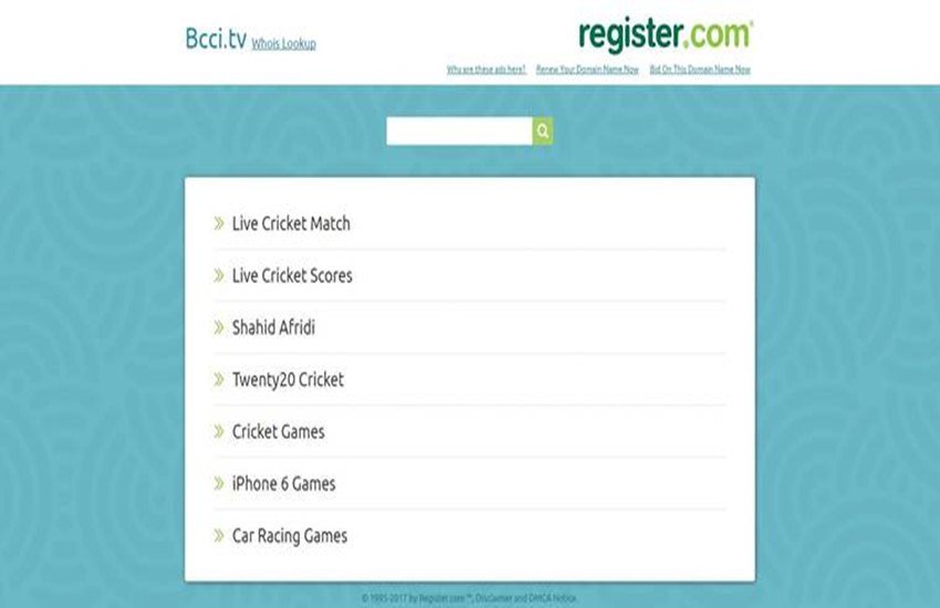 BCCI की वेबसाइट (स्क्रीनशॉट)