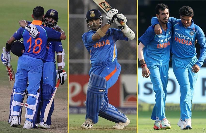 विराट कोहली, अजिंक्य रहाणे, सचिन तेंदुलकर, कुलदीप यादव और युजवेंद्र चहल।