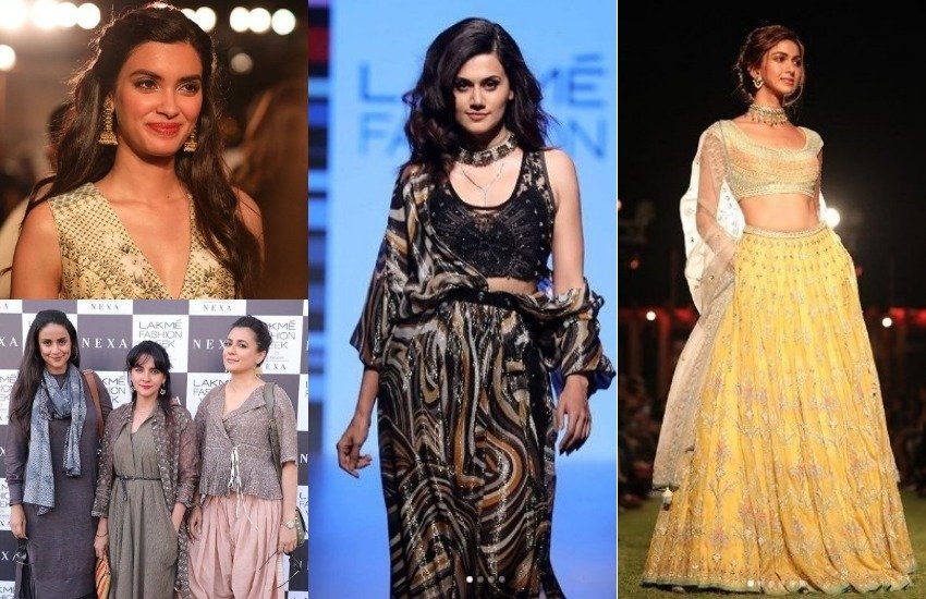 मुंबई में इन दिनों लैक्मे फैशन वीक चल रहा है। साल के सबसे बड़े इस फैशन इवेंट के दौरान देश भर की तमाम बड़ी मॉडल्स और एक्ट्रेस रैंप पर चलती हैं। बुधवार से शुरू हुए इस फैशल इवेंट के पहले दिन शाहिद कपूर अपनी पत्नी मीरा राजपूत, एक्ट्रेस तापसी पन्नू और मॉडल से एक्ट्रेस बनी डायना पेंटी ने रैंप पर जलवे बिखरे। जहां मीरा राजपूत एक दुल्हन के लिबास में नजर आईं तो वहीं तापसी फैशन डिजाइनर रितु कुमार के डिजाइनर ड्रैस में रैंप पर वॉक करती नजर आईं। 31 जनवरी से शुरू हुआ लैक्मे फैशन वीक 4 फरवरी तक चलेगा। इस दौरान देश भर के कई बड़े फैशन डिजाइनर्स और मॉडल्स अपने काम की चमक बिखरेंगे। आगे के स्लाइड्स में देखिए फैशन वीक से जुड़ी कुछ और तस्वीरें... (सभी पिक्चर्स- इंस्टाग्राम)
