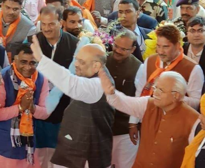 BJP President, Amit Shah, Bike Rally, Jind, Haryana, Hunkar Rally, Manohar Lal Khattar, Subhash Barala, Haryana news, BJP rally
