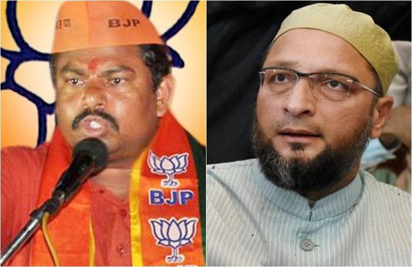 भाजपा विधायक राजा सिंह और सांसद असदुद्दीन ओवैसी। (फाइल फोटो) भाजपा विधायक राजा सिंह और सांसद असदुद्दीन ओवैसी। (फाइल फोटो)