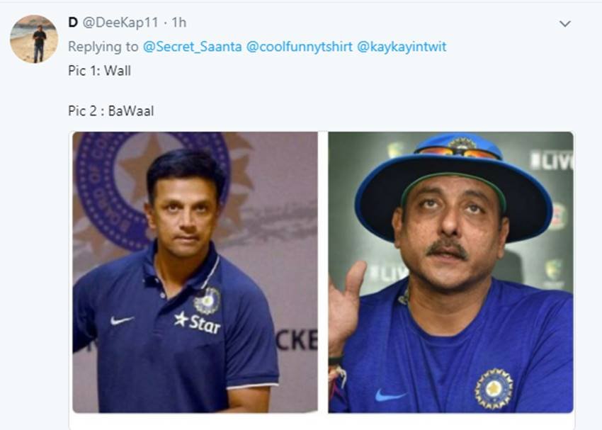 द्रविड़ अगर अंडर-19 टीम को संवारने का काम कर रहे हैं, वहीं शास्त्री भारतीय टीम को गुर गोबर बना रहे हैं। एक ने लिखा, ''द्रविड़ टॉप कोच, शास्त्री पॉट कोच''।(फोटो सोर्स- ट्विटर)