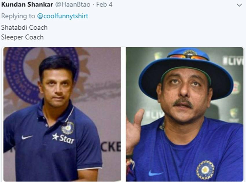 द्रविड़ के काम को देखकर देश को गर्व होता है, वहीं शास्त्री को देखकर गुस्सा। दक्षिण अफ्रीका के खिलाफ टेस्ट सीरीज हारने वाली भारतीय टीम को इससे पहले भी सोशल मीडिया पर फैंस ने निशाने पर लिया था। (फोटो सोर्स- ट्विटर)