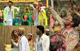 Padmaavat star, Ranveer Singh, Pharrell Williams, American rapper Pharrell Williams, American rapper, American rapper celebrates his first Holi, American rapper in India, Pharrell Williams in India, Ranveer Singh celebrates holi, see colourful pictures of Ranveer Singh, entertainment news, bollywood news, televisionn news, American rapper, singer, songwriter, record producer, Pharrell Lanscilo Williams