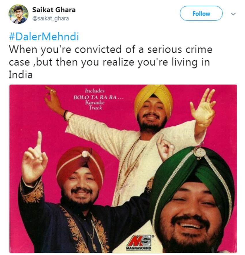 दलेर मेहंदी को 2 साल की जेल और तुरंत बेल, देखें ट्विटर यूजर्स की “बल्ले-बल्ले”
