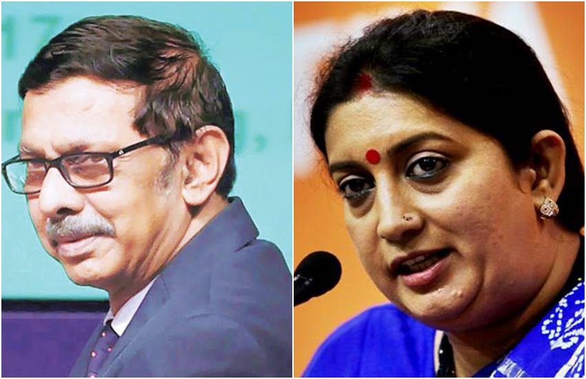प्रसार भारती के चेयरमैन ए सूर्य प्रकाश और सूचना एवं प्रसारण मंत्री स्मृति ईरानी (एक्सप्रेस फोटो)