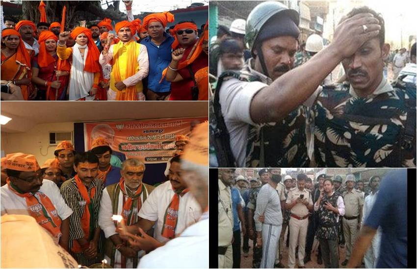 भागलपुर के नाथनगर में शनिवार (17 मार्च) को हिन्दू नववर्ष की पूर्व संध्या पर दो समुदायों के बीच हिंसा फैल गई। केंद्रीय स्वास्थ्य राज्य मंत्री अश्विनी चौबे के बेटे अर्जित शाश्वत के भड़काऊ भाषण को हिंसा की वजह बताया जा रहा है। बता दें कि अर्जित शाश्वत बीजेपी के नेता हैं और भागलपुर विधान सभा सीट से साल 2015 में विधान सभा चुनाव लड़ चुके हैं। हालांकि, वो चुनाव हार गए। उनके पिता और केंद्रीय मंत्री अश्विनी चौबे भागलपुर से चार बार विधायक रहे हैं और राज्य सरकार में भी मंत्री रहे हैं। 40 साल के अर्जित आईटी इंजीनियर हैं। उन्होंने ऑस्ट्रेलिया की साडरान फ्रांस यूनिवर्सिटी से साल 2006 में एमबीए किया है। पेशे से वो व्यवसायी हैं। मोटरसाइकिल के डीलर हैं। उनका एक शोरूम है। इनके पास गैस एजेंसी भी है। इनके छोटे भाई अविरल भी राजनीति में हैं। साल 2015 के बिहार विधान सभा चुनाव में दोनों भाई टिकट के दावेदार थे लेकिन सिर्फ अर्जित को ही टिकट मिल सका था। तब विरोधियों ने बीजेपी में वंशवाद को बढ़ावा देने पर हमला बोला था। (फोटो- फेसबुक और जनसत्ता संवाददाता)
