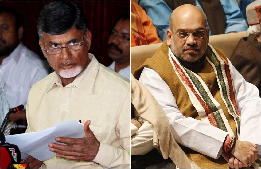 चंद्रबाबू नायडू और अमित शाह (एक्सप्रेस फाइल फोटो)