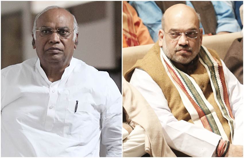 मल्लिकार्जुन खड़गे और अमित शाह (एक्सप्रेस आर्काइव फोटो)
