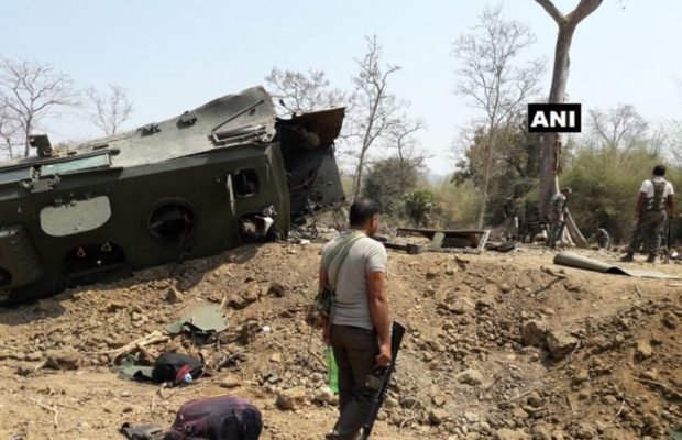 सुकमा में नक्सलियों के हमले के बाद का दृश्य( फोटो-एएनआई)