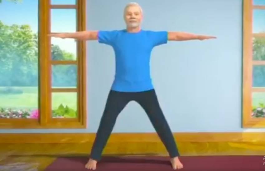 एनिमेटेड वीडियो में योग करते हुए पीएम मोदी (फोटो सोर्स- वीडियो स्क्रीनशॉट)