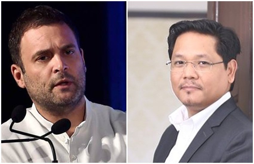 राहुल गांधी और एनपीपी प्रमुख कॉनराड संगमा (ट्विटर/एक्सप्रेस फोटो)