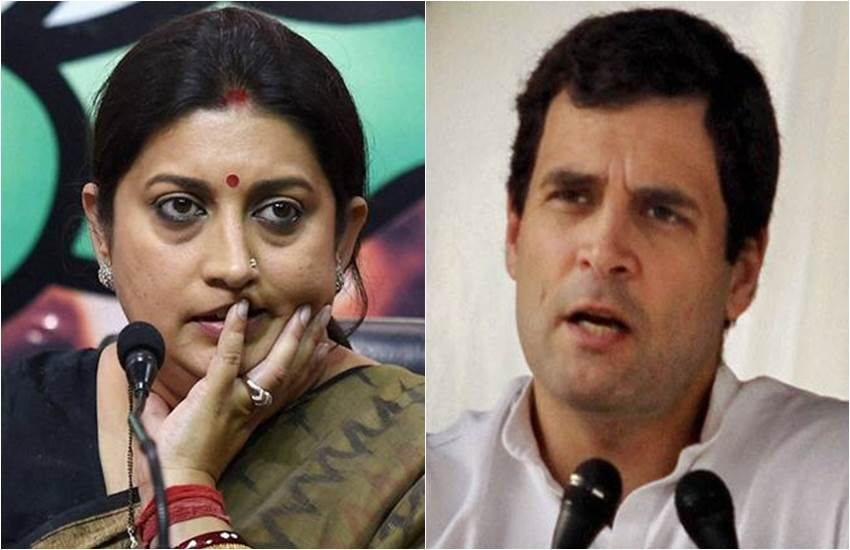 केंद्रीय मंत्री स्‍मृति ईरानी और कांग्रेस अध्‍यक्ष राहुल गांधी। (फाइल फोटो)