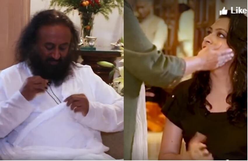 द वायर हिंदी की पत्रकार को इंटरव्यू खत्म करने के लिए कहती श्री श्री की समर्थक। (फोटोः यूट्यूबब)