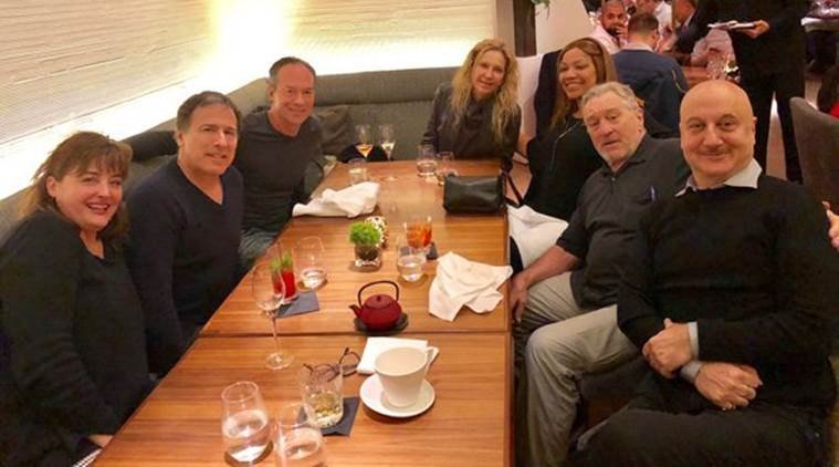 Hollywood star Robert De Niro, anupam kher, anupam kher dinner with Hollywood star Robert De Niro, Hollywood star Robert De Niro family dinner with anupam kher, Hollywood star Robert De Niro movie, anupam kher latest photo, hollywood director director David O. Russell
