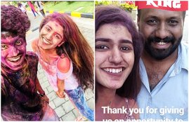 holi, holi 2018, happy holi, happy holi 2018, holi images, holi wishes, happy holi images, holi news, holi 2018 india, priya prakash varrier, roshan, umar lullu, oru adhar love