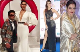 Hello Hall Of Fame Awards, Hello Hall Of Fame Awards 2018, Hello Hall Of Fame Awards blue carpet, Deepika Padukone, Rekha, Ranveer Singh, rajkumar rao, kriti senon, meera rajput, shah rukh khan, gauri khan, karan johar, sidharth malhotra, kriti kharbanda, nushrat bharucha, Hello Hall Of Fame Awards, celebs at Hello Hall Of Fame Awards, Hello Hall Of Fame Awards blue carpet, Shah Rukh Khan, entertainment, jansatta