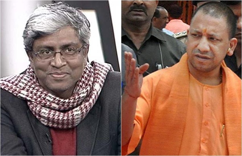 आप नेता आशुतोष और यूपी सीएम योगी आदित्यनाथ।