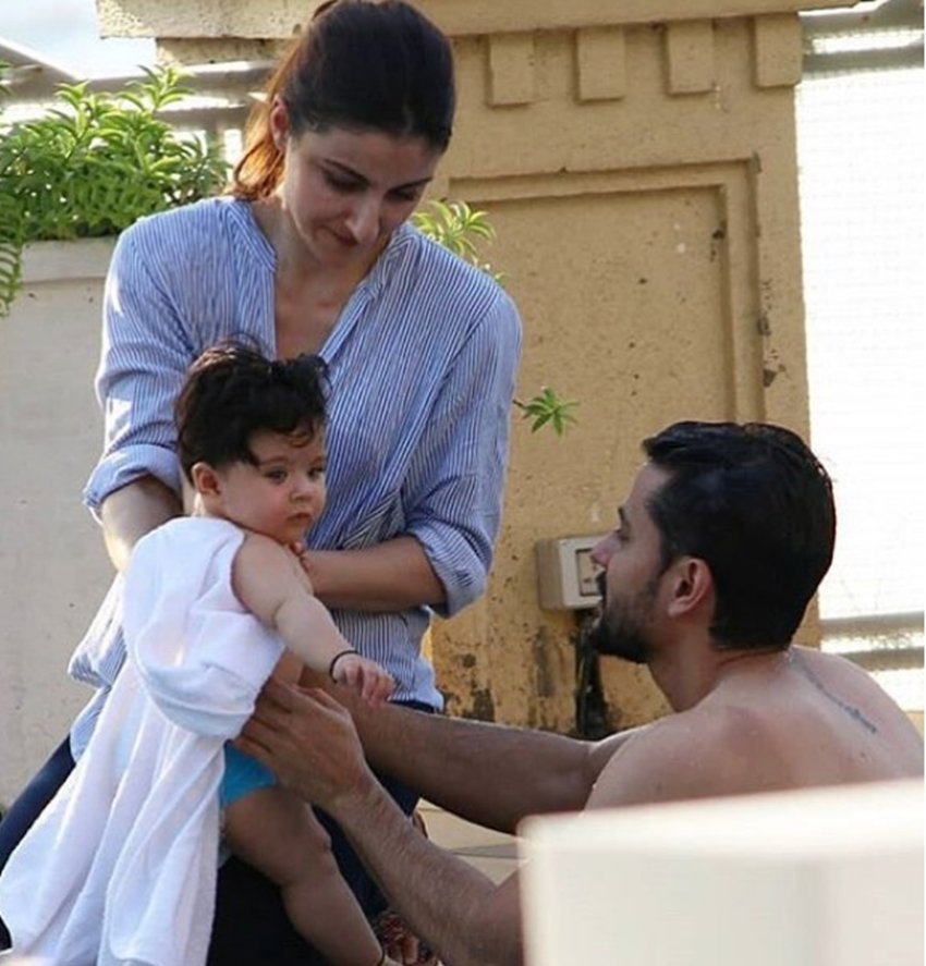 photos of taimur ali khan, taimur with cousin inaaya, taimur and inaaya naumi, inaaya naumi in swimming pool, inaaya naumi, taimur ali khan outside swimming pool, inaaya naumi with papa kunal khemu, entertainment news, bollywood news, television news, entertainment news, bollywood news, television news
