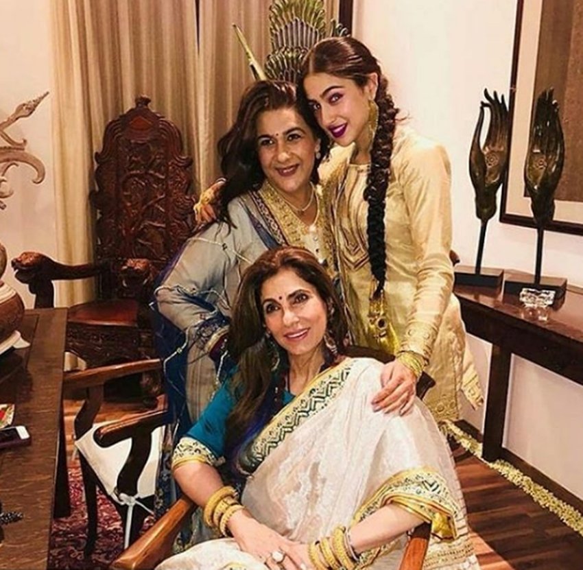 Sara Ali Khan, sara looking amazing in traditional, simba girl sara ali khan, sara ali khan dress, sara poses with mummy Amrita Singh, sara ali khan and Dimple Kapadia, see pictures of sara ali khan, entertainment news, bollywood news, television news, bollywood news,entertainment news, bollywood news, television news