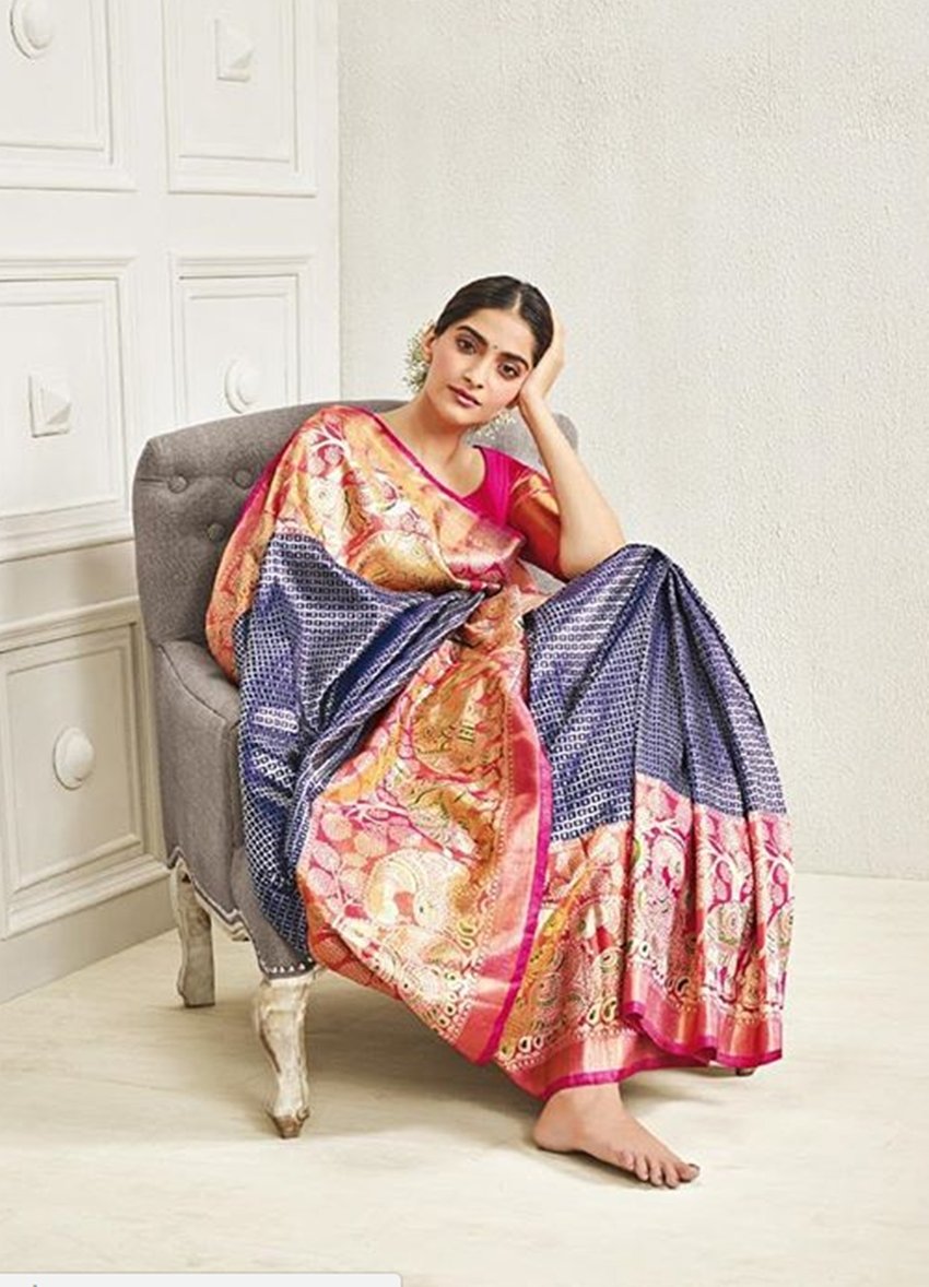 sonam kapoor, sonam kapoor in desi avtaar, sonam wore traditional sarees, sonam kapoor wore a kanjivaram saree, sonam kapoor, see beautiful pictures of sonam kapoor, veere di wedding actress sonam kapoor, sonam kapoor, entertainment news, bollywood new, television news, entertainment news, bollywood new, television news
