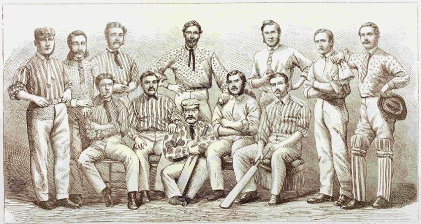 जेम्स लिली व्हाइट जूनियर- दुनिया का सबसे पहले टेस्ट क्रिकेट मैच 1877 में खेला गया। इस मैच में जेम्स ने इंग्लैंड की टीम के लिए कप्तानी की थी। (इस तस्वीर में बैठे हुए लोगों में दायीं ओर से दूसरे नंबर पर जेम्स बैठे हुए हैं। फोटो सोर्स- आईसीसी)