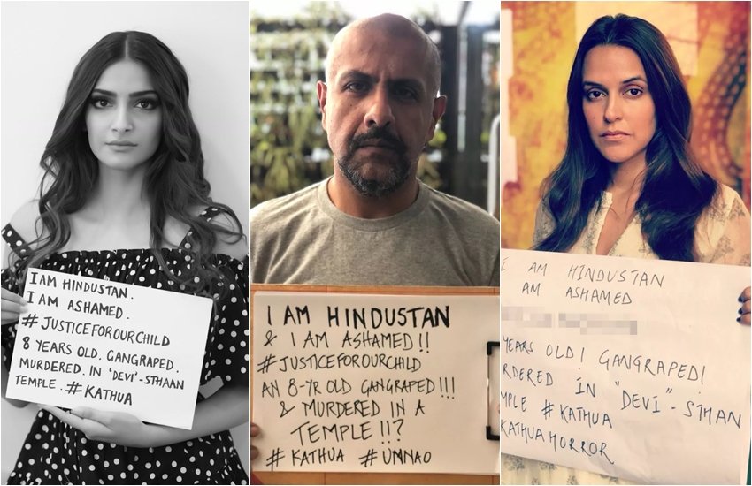 Kathua Rape, Kathua Jammu, Kathua Protest, Sonam Kapoor, Konkona Sen Sharma, Kalki Koechlin, Vishal Dadlani, Shruti Seth, Swara Bhaskar, Gul Panag