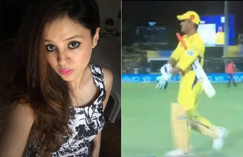 IPL 2018: CSK के कप्तान महेंद्र सिंह धोनी की पत्नी साक्षी 10 अप्रैल को चेन्नई स्थित स्टेडियम में मैच देखने पहुंची थीं। (फोटोः इंस्टाग्राम/टि्वटर) 