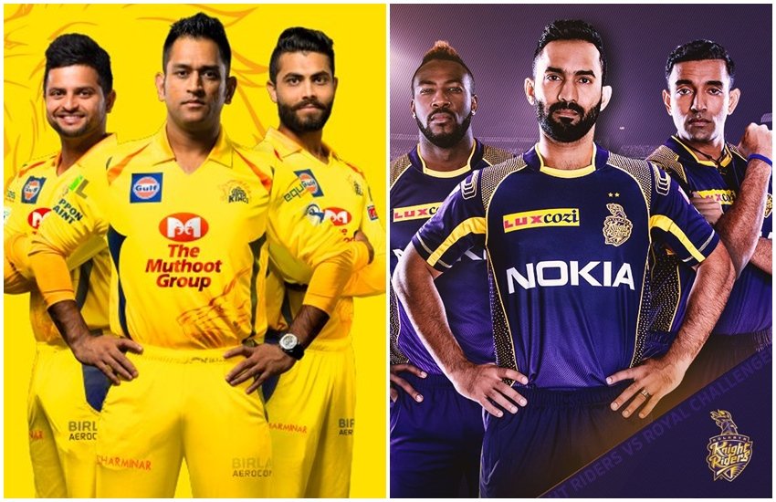 चेन्नई सुपर किंग्स और कोलकाता नाइट राइडर्स की टीम (फोटो सोर्स- ट्विटर/@ChennaiIPL/@KKRiders)
