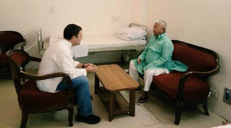 तिहाड़ जेल में जाकर लालू से मिले राहुल और डेजीयू नेता ने ली चुटकी (एएनआई)