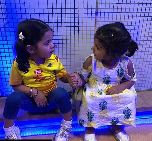 DigitalWorld, TwoLittlePrincess, IPL 11, IPL, IPL2018, MS Dhoni, Suresh raina, Gracia, Ziva dhoni, gracia raina, sakshi dhoni, mahi, ziva dhoni, sportsman's kids