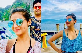 sasural simar ka, actress jyotsna, jyotsna chandola in beautiful beach, jyotsna with husband, see pictures ofbhagonwali actress jyotsna, entertainment news, bollywood news, television news, entertainment news