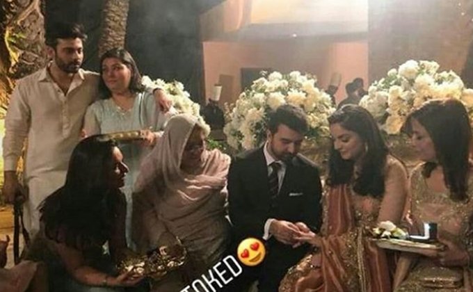 Pakistani actor, aye dil hai mushkil actor Fawad Khan, fawad khan and wife Sadaf Khan, fawad khan wife sadaf, fawad reached at his sister engagement, fawad sadaf lookinge perfect couple at party, entertainment news, bollywood news, television news, entertainment news, bollywood news, television news