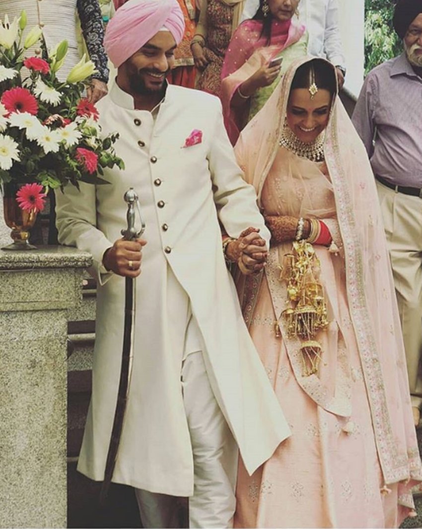 Neha Dhupia, Angad Bedi, neha angad wedding, julie actress, bollywood star neha dhupia, Neha Dhupia tie knot with angad, neha with long time boyfriend angad, see pinkish pictures of neha big day, bollywood news, television news, entertainment news, entertainment news, bollywood news, television news, entertainment news
