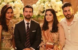 Pakistani actor, aye dil hai mushkil actor Fawad Khan, fawad khan and wife Sadaf Khan, fawad khan wife sadaf, fawad reached at his sister engagement, fawad sadaf lookinge perfect couple at party, entertainment news, bollywood news, television news, entertainment news, bollywood news, television news