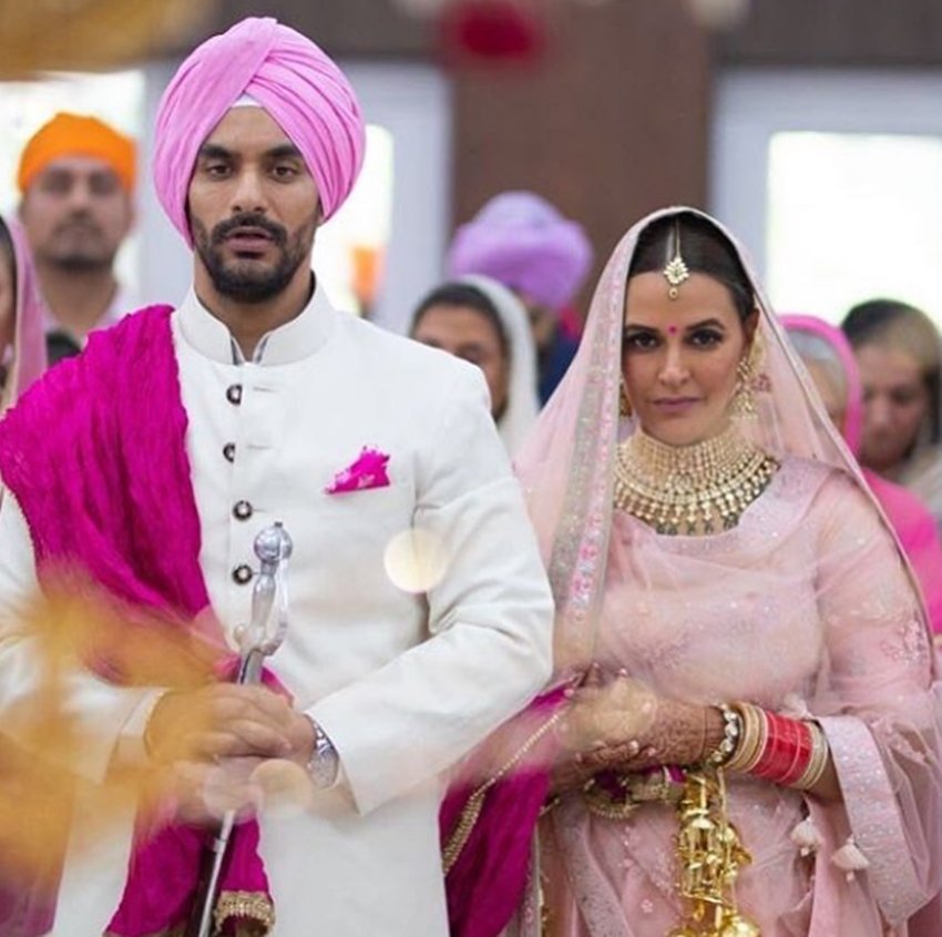 Neha Dhupia, Angad Bedi, neha angad wedding, julie actress, bollywood star neha dhupia, Neha Dhupia tie knot with angad, neha with long time boyfriend angad, see pinkish pictures of neha big day, bollywood news, television news, entertainment news, entertainment news, bollywood news, television news, entertainment news