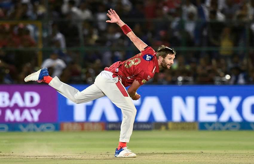 आईपीएल-2018 में किंग्स इलेवन पंजाब के गेंदबाज एंड्रयू टाई जयपुर के सवाई मान सिंह स्टेडियम में एक्शन के दौरान । फोटो- पीटीआई