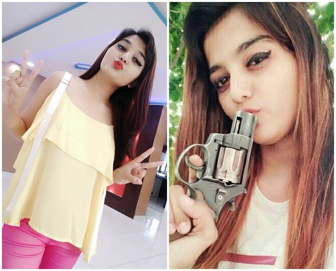 अस्मिता के फेसबुक पेज पर उसके द्वारा डाली गई एक तस्वीर में वह बंदूक पकड़े हुए दिखाई दे रही है। लेडी डॉन ने अपने फेसबुक पेज पर इंट्रो के सेक्शन में लिखा है, 'हमारे जीने का तरीका थोड़ा अलग है। हम उम्मीद पर नहीं अपनी जिद पर जीते हैं।' (फोटो सोर्स- फेसबुक/Asmita Baa Gohil)