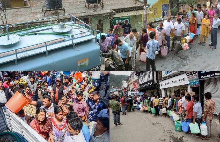 हिमाचल की राजधानी में कुछ इस कदर पानी के लिए त्राहिमाम मचा हुआ है। (फोटोः पीटीआई)