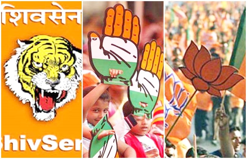 शिवसेना, कांग्रेस और बीजेपी के प्रतीक (एक्सप्रेस फाइल फोटो)